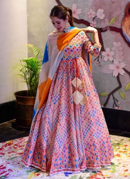 Pink Colour Alfaaz 5 New Designer Fancy Festive Wear Long Gown With Dupatta Collection 5003